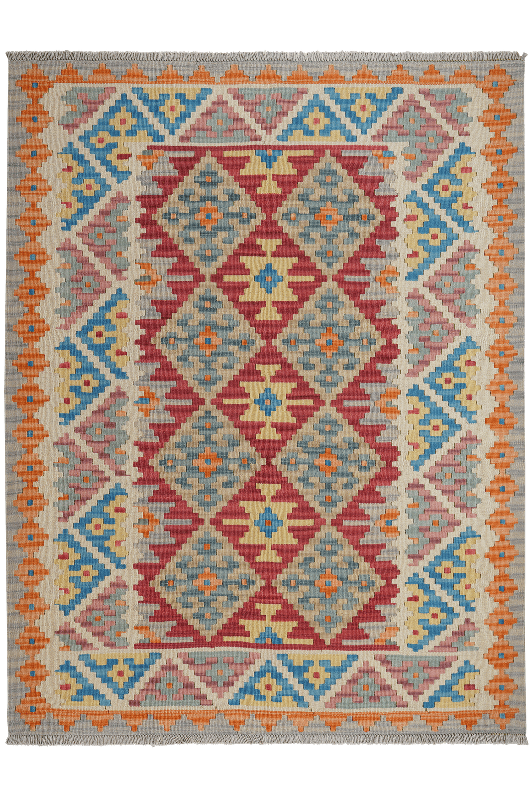 Kelim Gashgai — Handmade, 156x202 cm, Red, 100% Virgin Wool | Main view