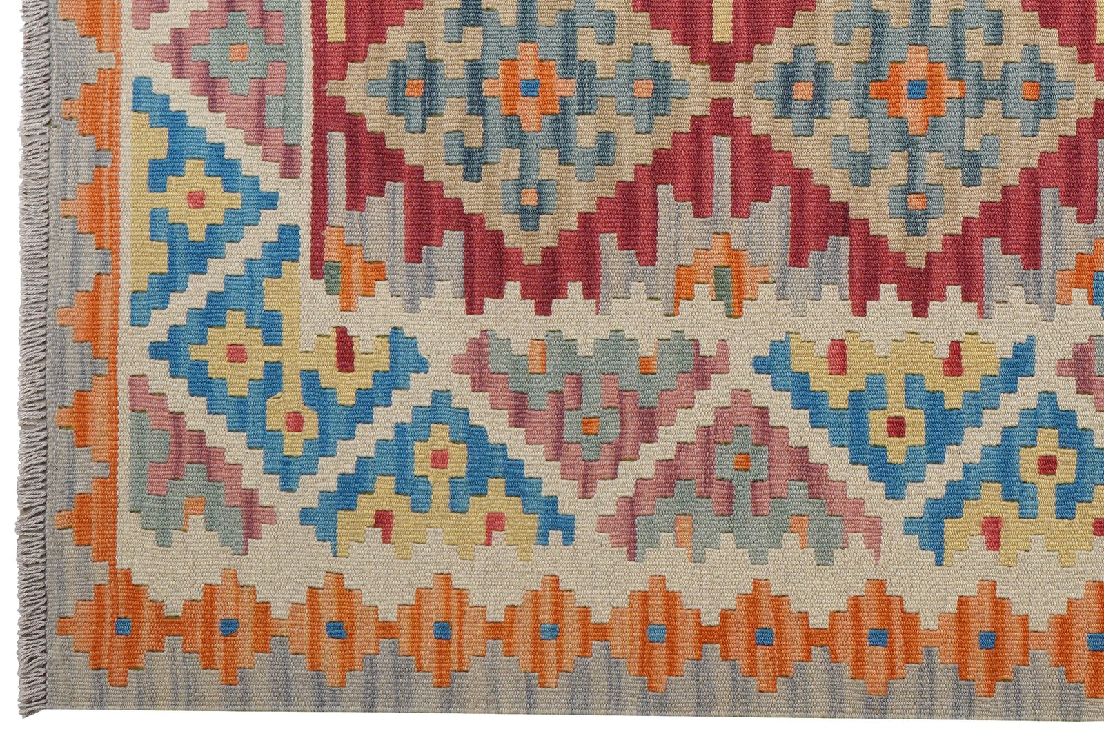 Kelim Gashgai — Handmade, 156x202 cm, Red, 100% Virgin Wool | View 3