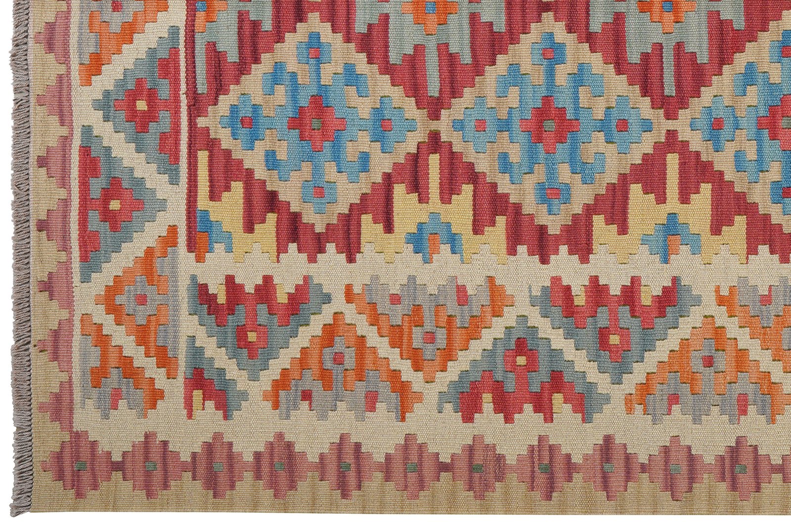 Kelim Gashgai — Handmade, 155x197 cm, Red, 100% Virgin Wool | View 3