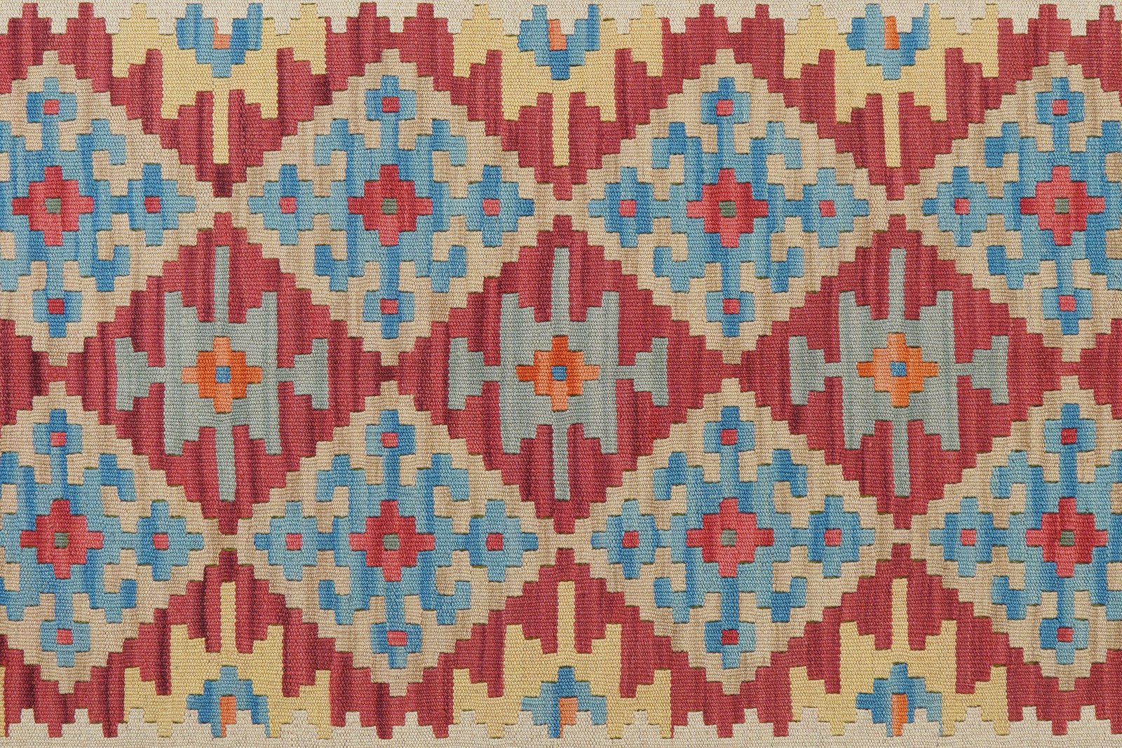 Kelim Gashgai — Handmade, 155x197 cm, Red, 100% Virgin Wool | View 5