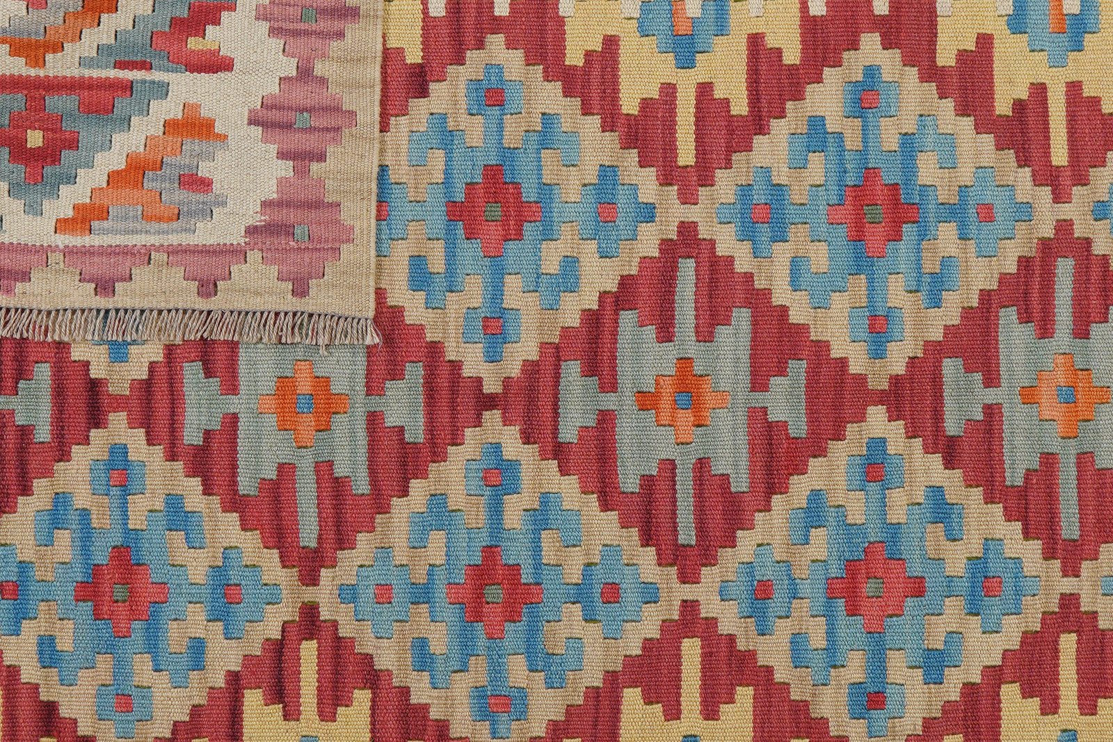 Kelim Gashgai — Handmade, 155x197 cm, Red, 100% Virgin Wool | View 6