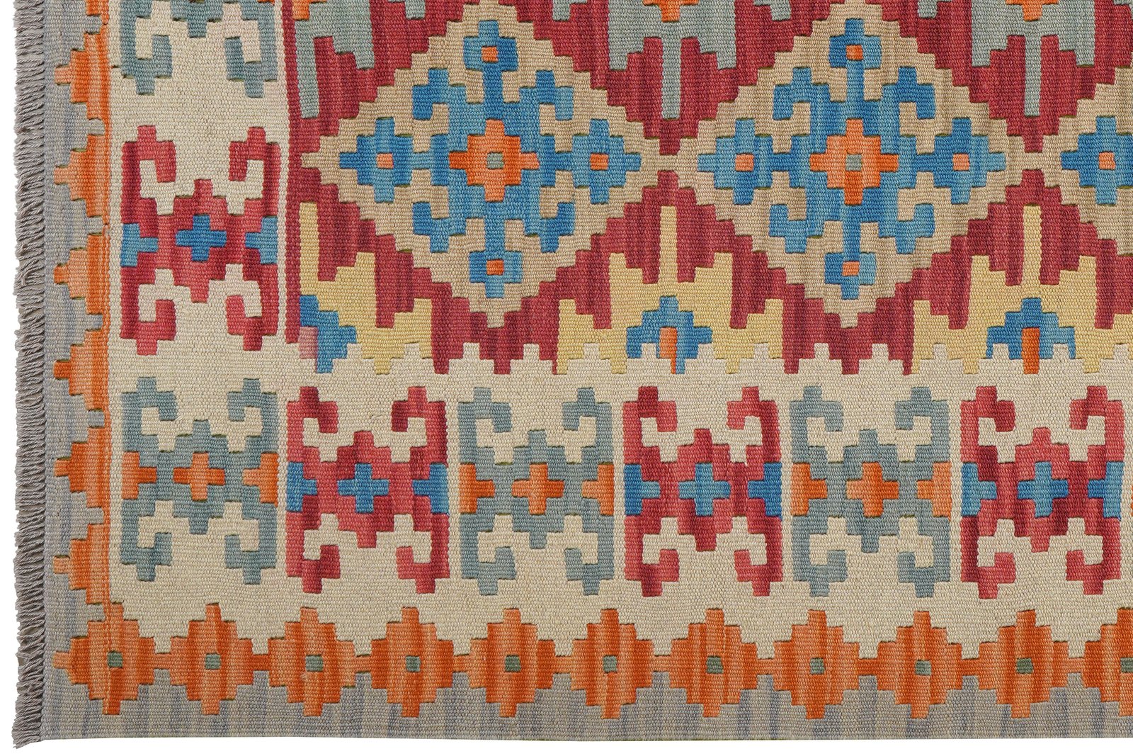 Kelim Gashgai — Handmade, 155x200 cm, Red, 100% Virgin Wool | View 3