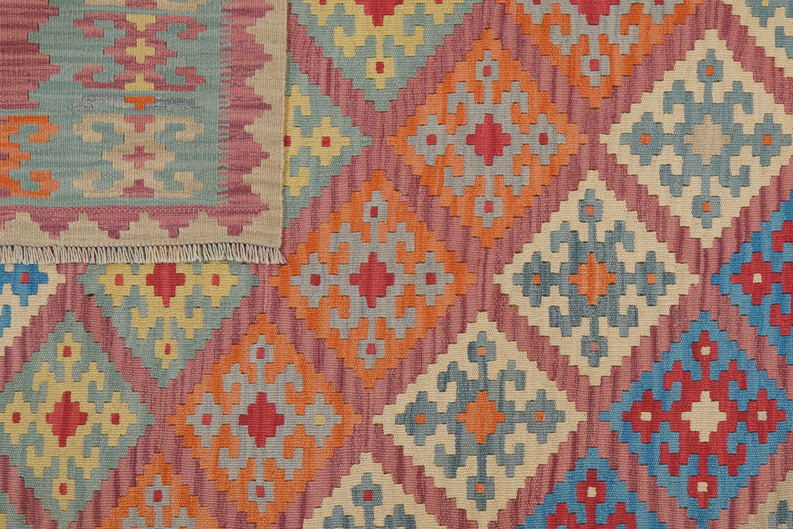 Kelim Gashgai — Handgefertigt, 249x184 cm, Grün, 100% Virgin Wool | View 7