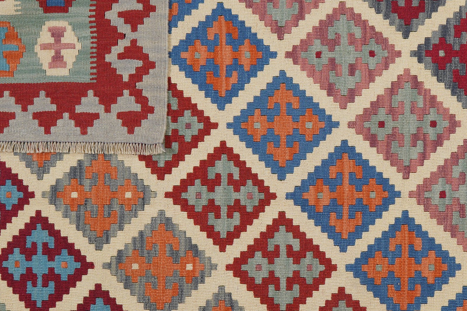 Kelim Gashgai — Handmade, 176x252 cm, Beige, 100% Virgin Wool | View 6