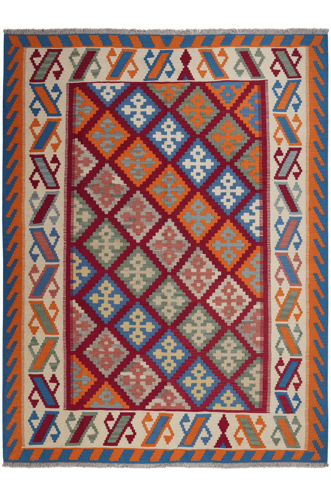 Kelim Gashgai — Handmade, 177x235 cm, Red, 100% Virgin Wool | Main view