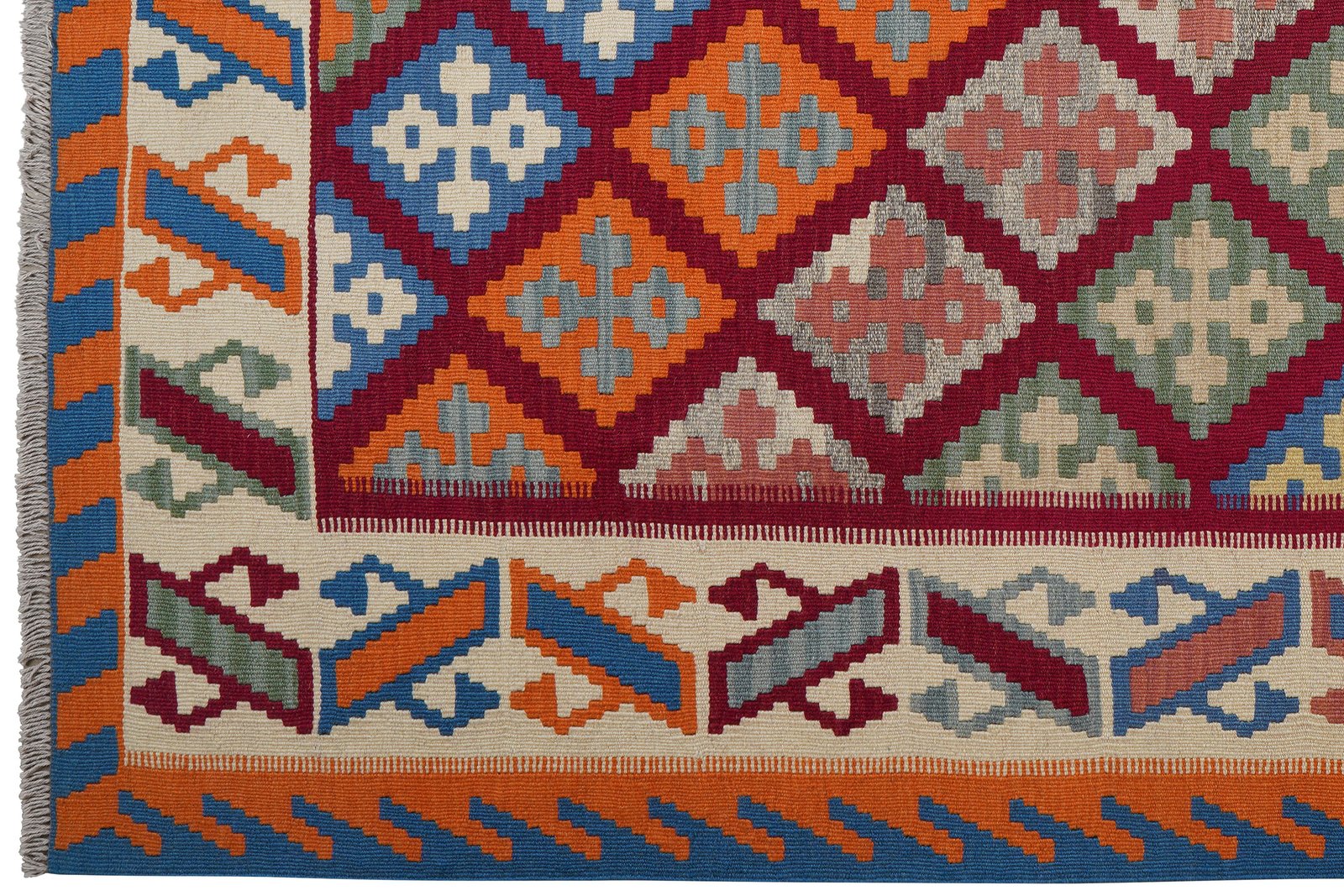 Kelim Gashgai — Handmade, 177x235 cm, Red, 100% Virgin Wool | View 3