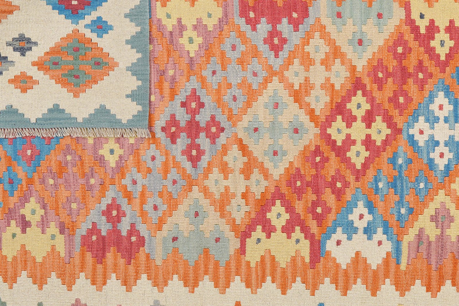 Kelim Gashgai — Handmade, 171x250 cm, Orange, 100% Virgin Wool | View 6