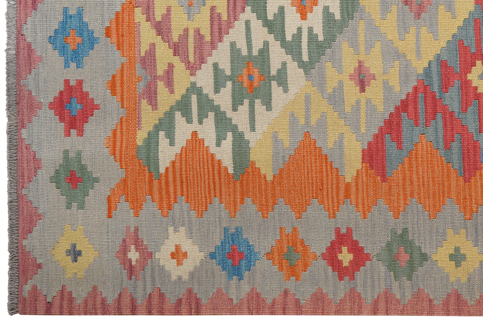 Kelim Gashgai — Handmade, 170x246 cm, Orange, 100% Virgin Wool | View 3