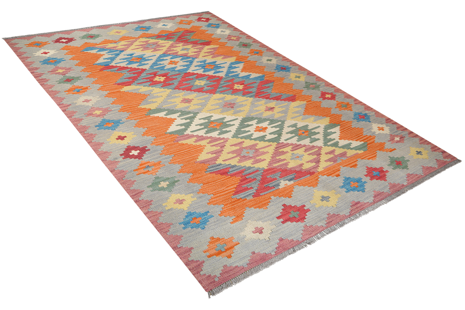 Kelim Gashgai — Handgefertigt, 246x170 cm, Beige, 100% Virgin Wool | View 5