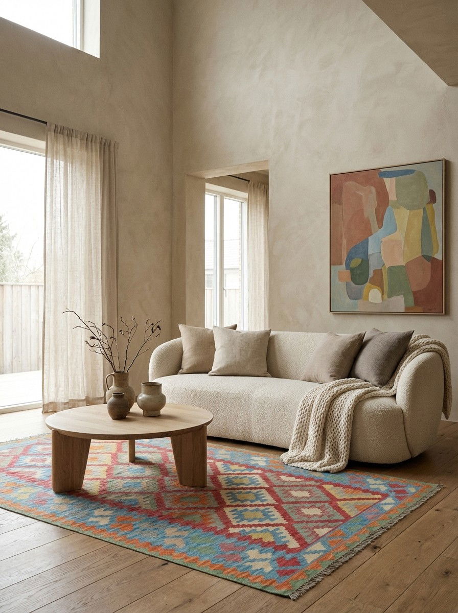 Kelim Gashgai — Handgefertigt, 250x173 cm, Blau, 100% Virgin Wool | Detail view