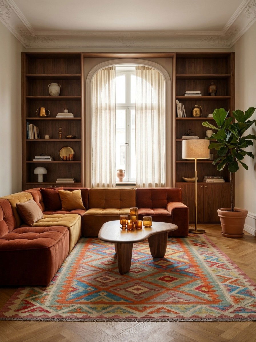 Kelim Gashgai — Handgefertigt, 250x183 cm, Beige, 100% Virgin Wool | Back view