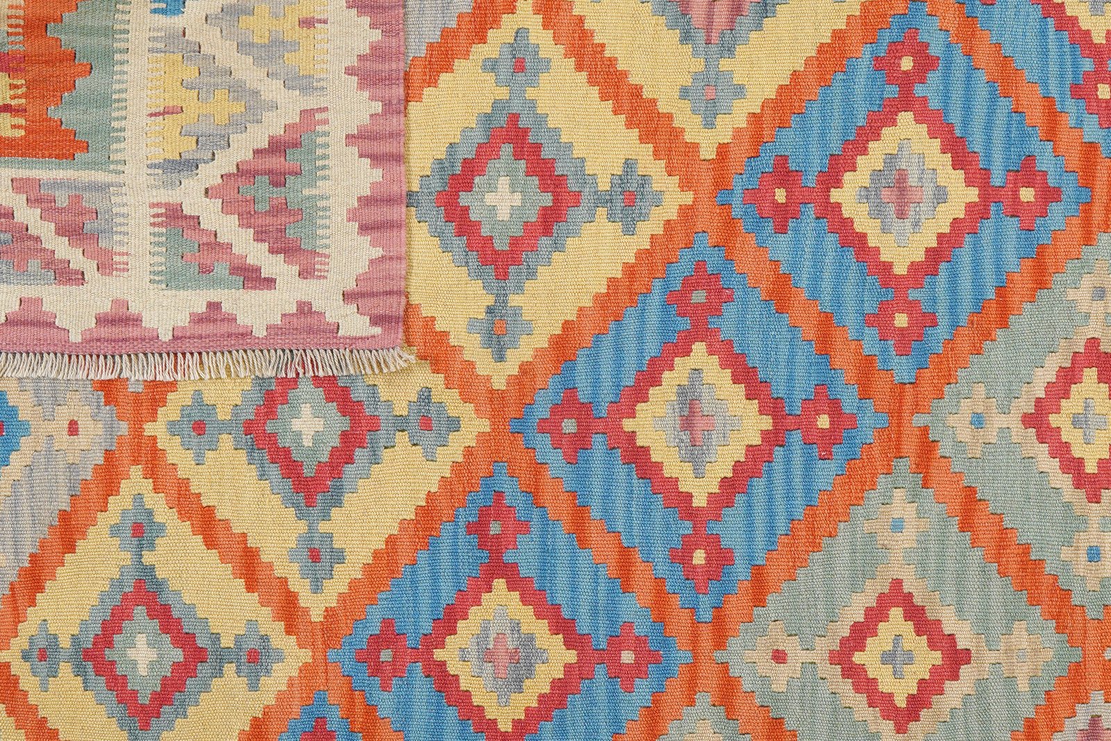 Kelim Gashgai — Handmade, 183x250 cm, Orange, 100% Virgin Wool | View 6