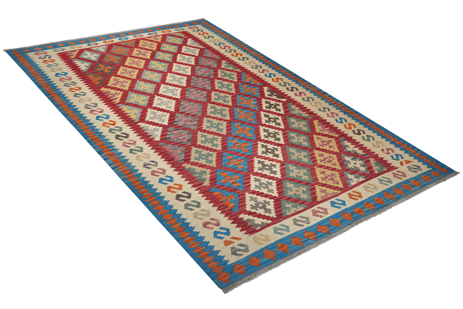 Kelim Gashgai — Handmade, 210x297 cm, Red, 100% Virgin Wool | View 4