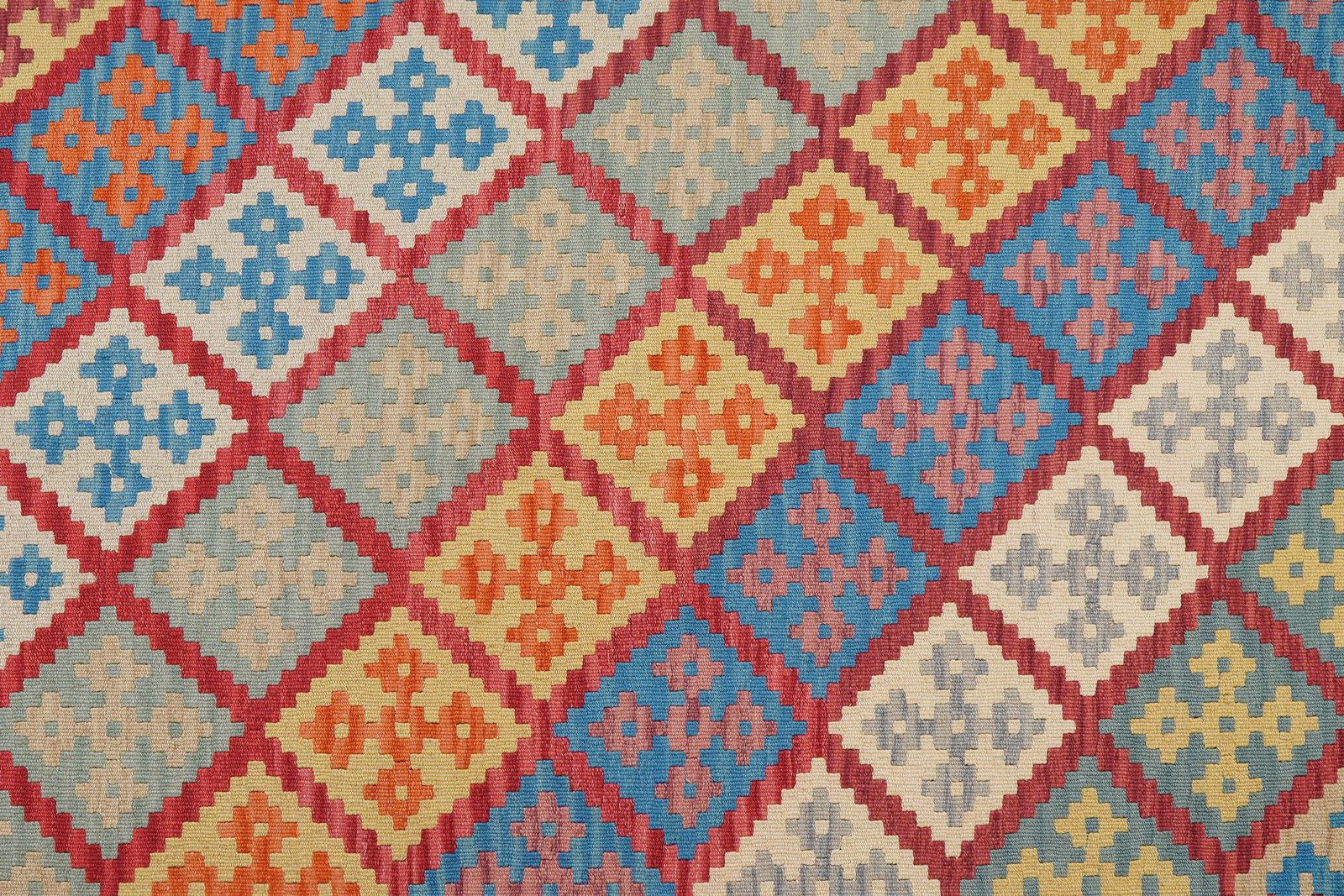 Kelim Gashgai — Handmade, 209x302 cm, Red, 100% Virgin Wool | View 5