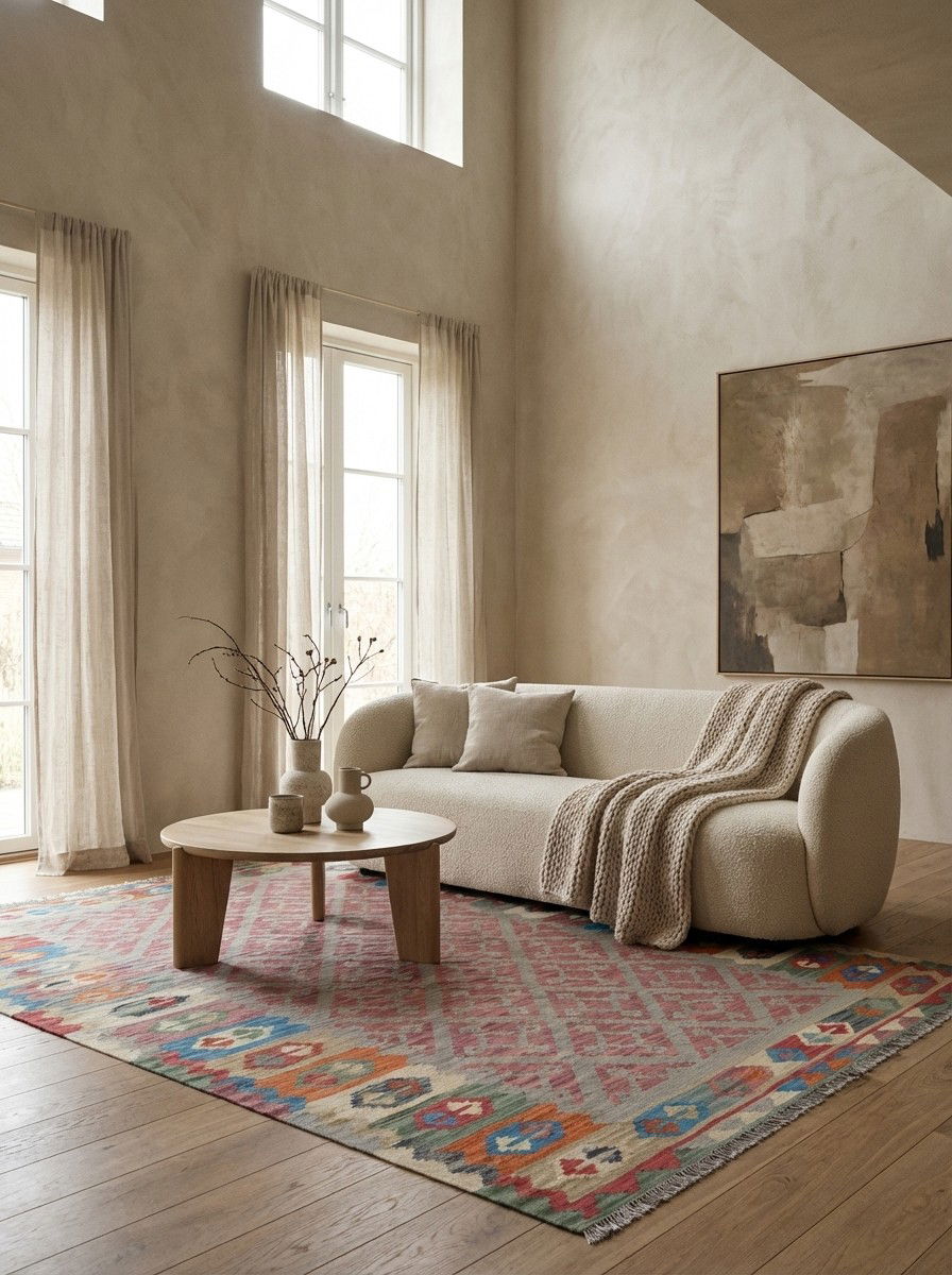 Kelim Gashgai — Handgefertigt, 249x175 cm, Bunt, 100% Virgin Wool | Detail view