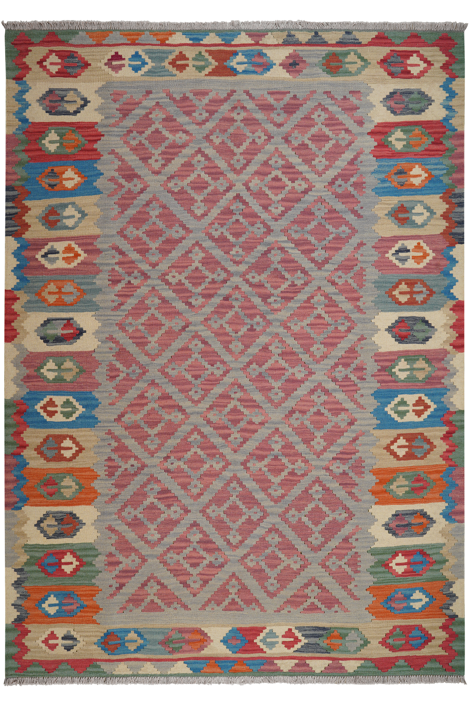 Kelim Gashgai — Handgefertigt, 249x175 cm, Bunt, 100% Virgin Wool | Main view