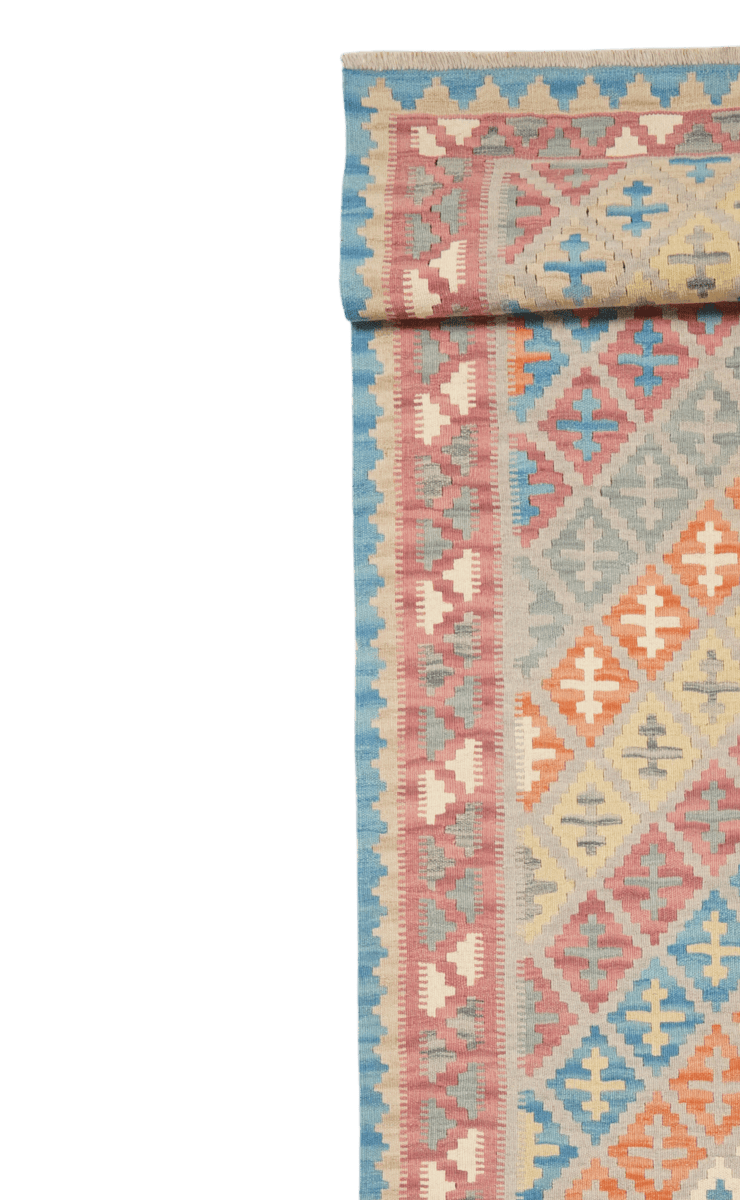 Kelim Gashgai — Handmade, 84x419 cm, Grey, 100% Virgin Wool | View 3
