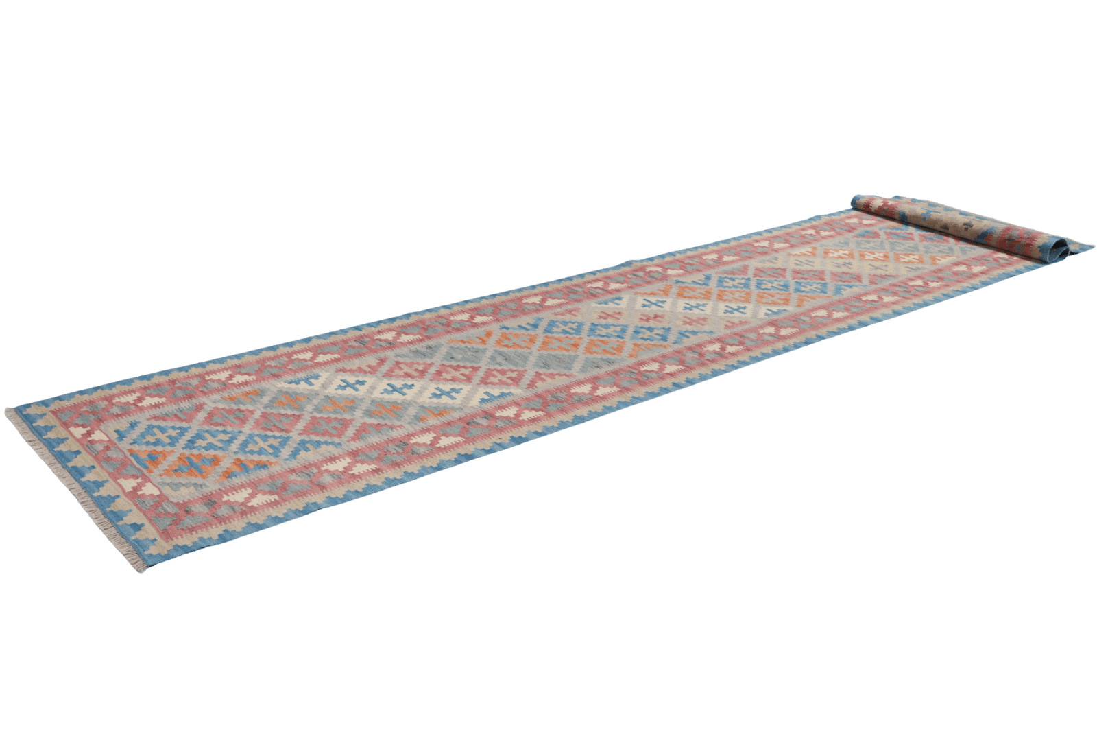 Kelim Gashgai — Handmade, 84x419 cm, Grey, 100% Virgin Wool | View 6