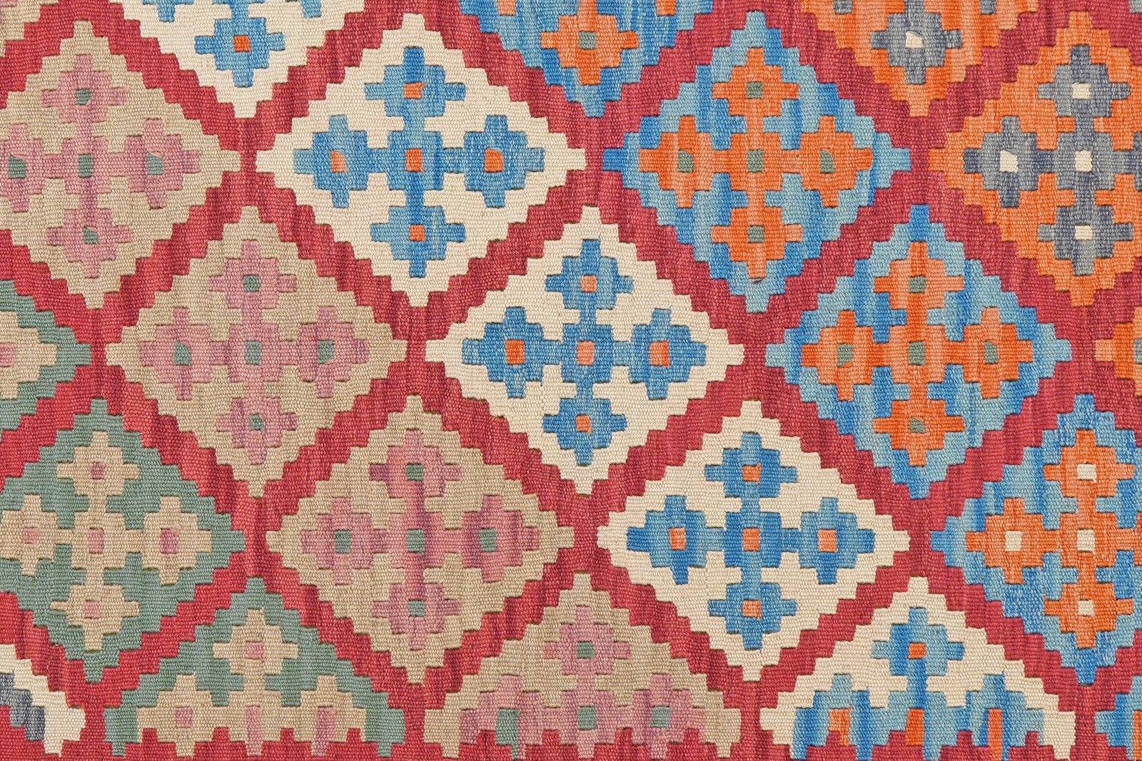 Kelim Gashgai — Handmade, 197x289 cm, Red, 100% Virgin Wool | View 5