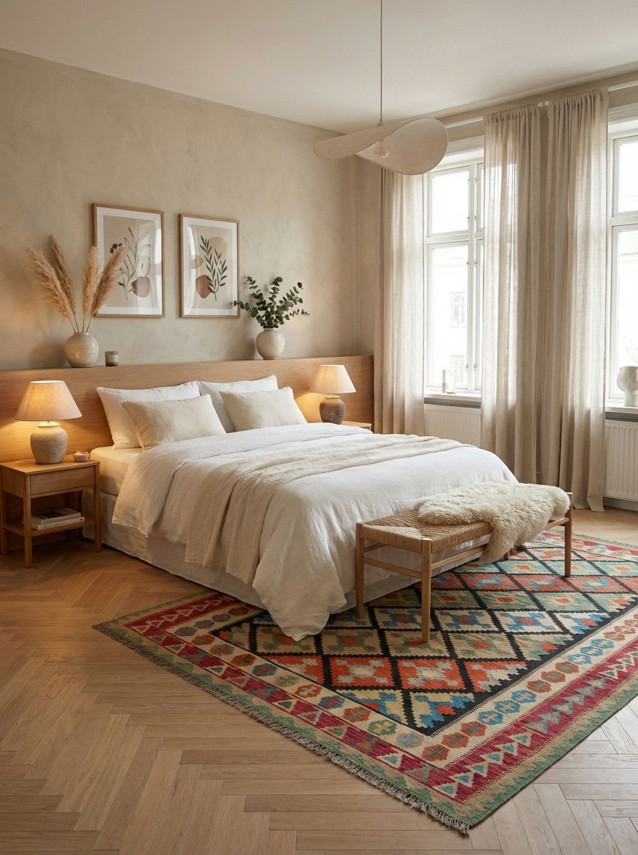 Kelim Gashgai — Handgefertigt, 289x209 cm, Rot, 100% Virgin Wool | Detail view