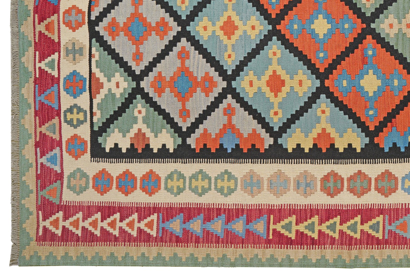 Kelim Gashgai — Handmade, 209x289 cm, Black, 100% Virgin Wool | View 3