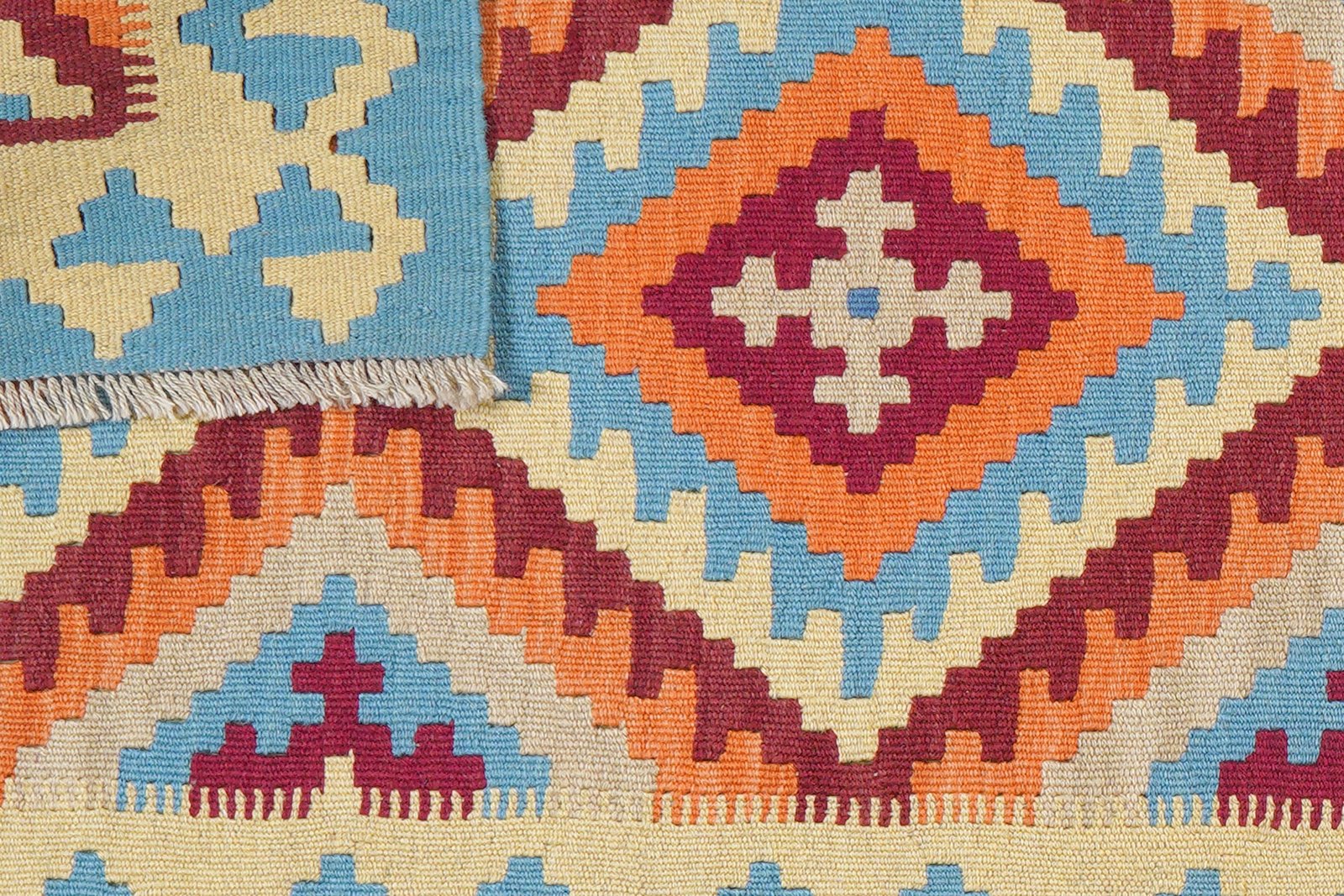 Kelim Gashgai — Handmade, 84x240 cm, Beige, 100% Virgin Wool | View 6