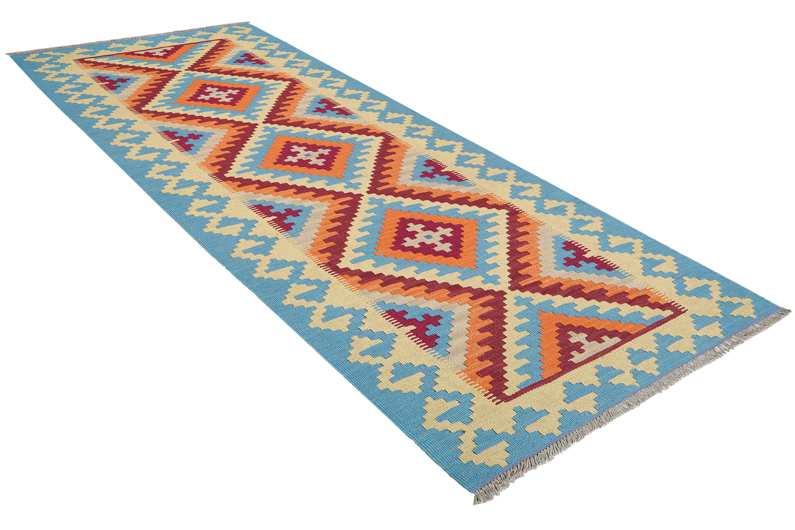 Kelim Gashgai — Handgefertigt, 240x84 cm, Blau, 100% Virgin Wool | View 5