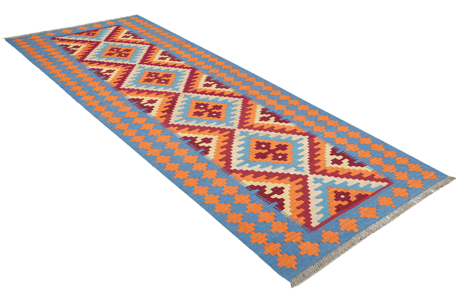 Kelim Gashgai — Handgefertigt, 240x86 cm, Blau, 100% Virgin Wool | View 5