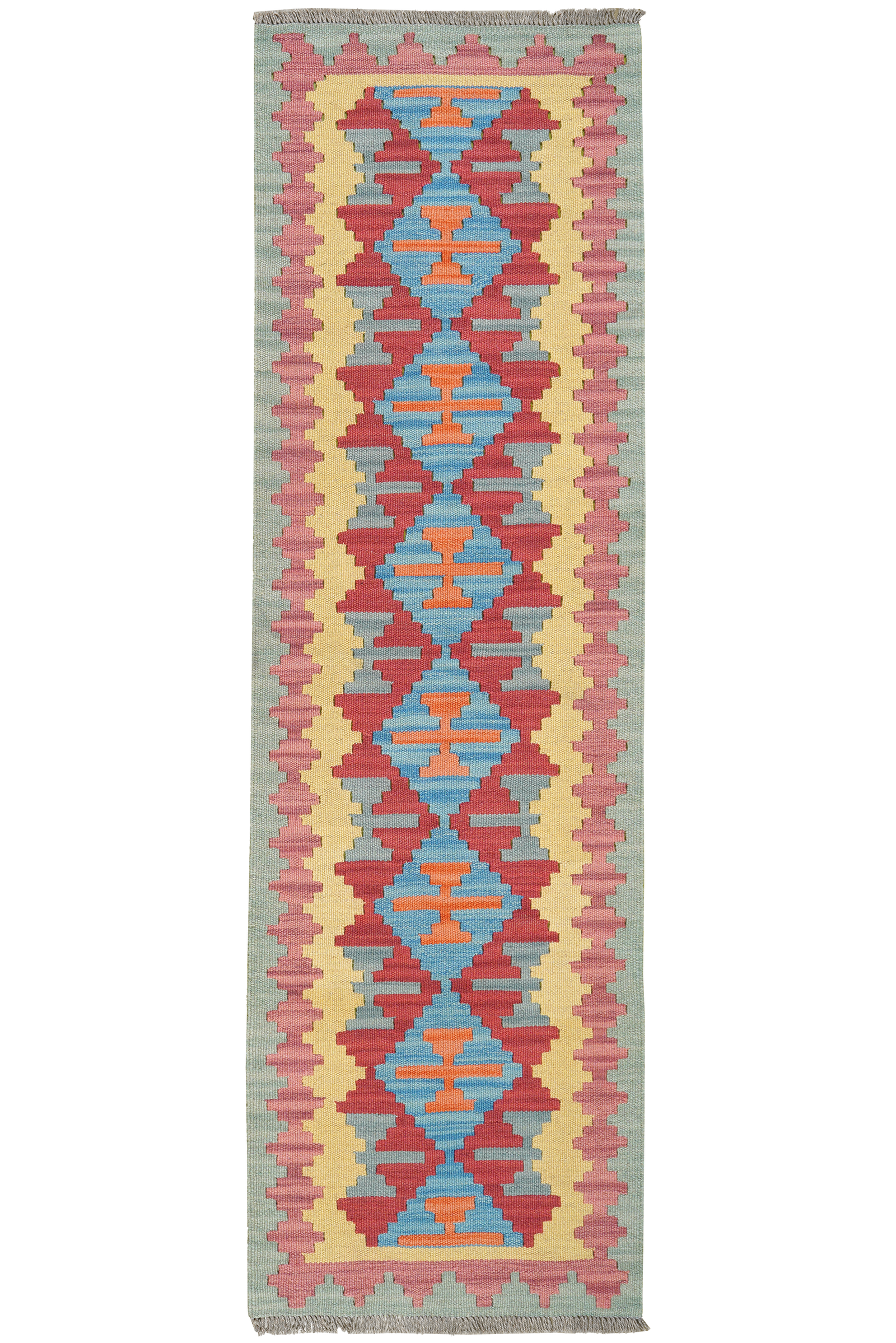 Kelim Gashgai — Handgefertigt, 195x59 cm, Rot, 100% Virgin Wool | Main view