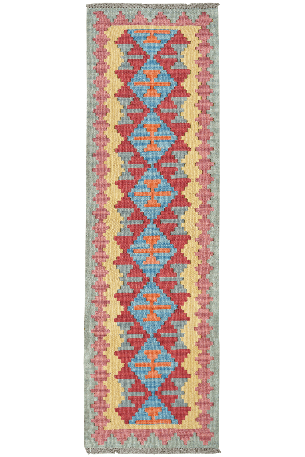 Kelim Gashgai — Handmade, 59x195 cm, Red, 100% Virgin Wool | Main view