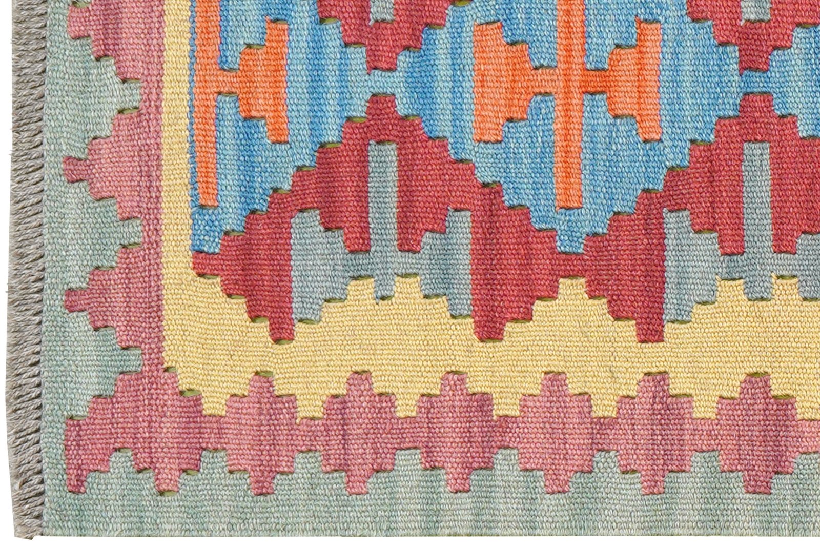 Kelim Gashgai — Handmade, 59x195 cm, Red, 100% Virgin Wool | View 3