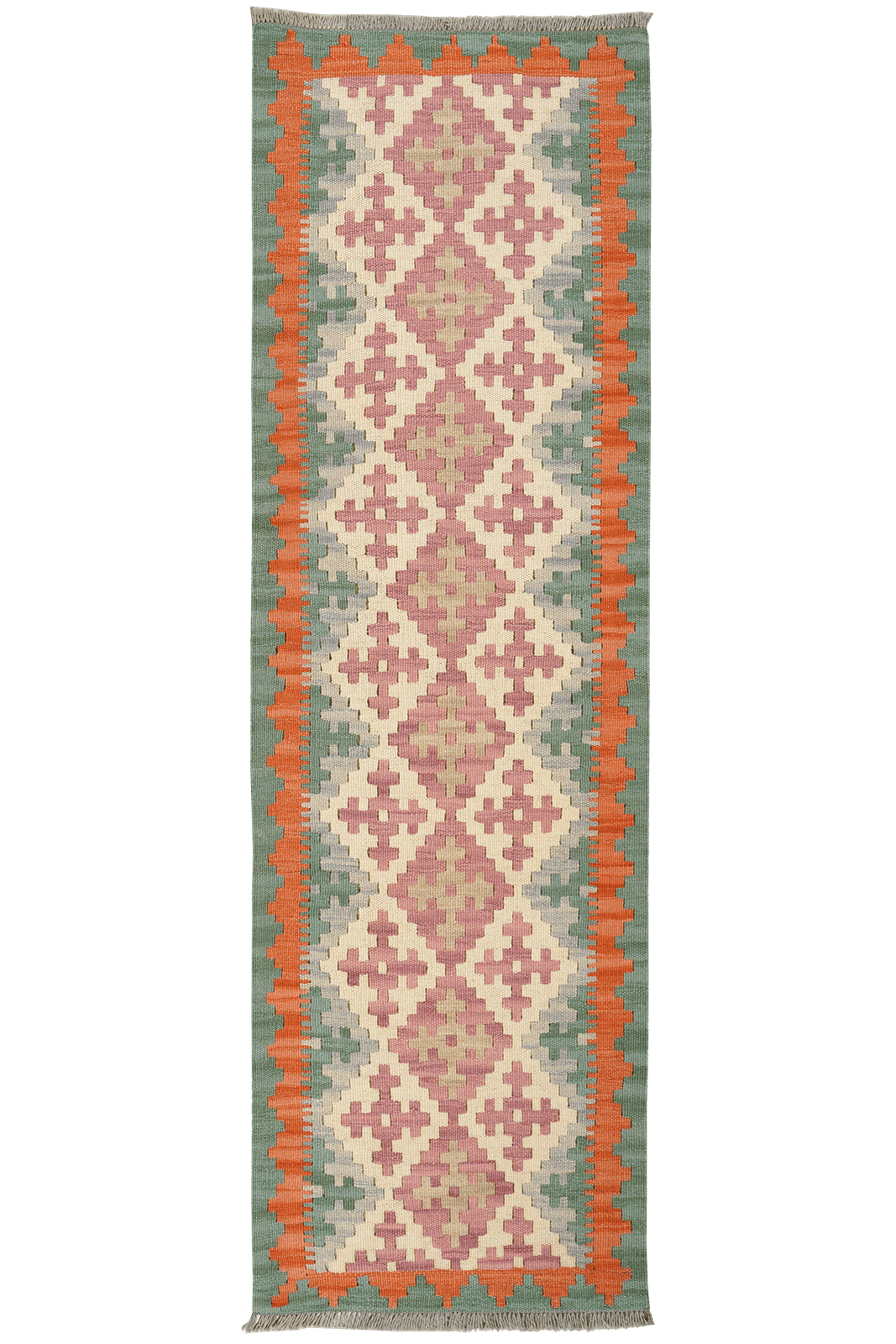 Kelim Gashgai — Handmade, 60x197 cm, Beige, 100% Virgin Wool | Main view