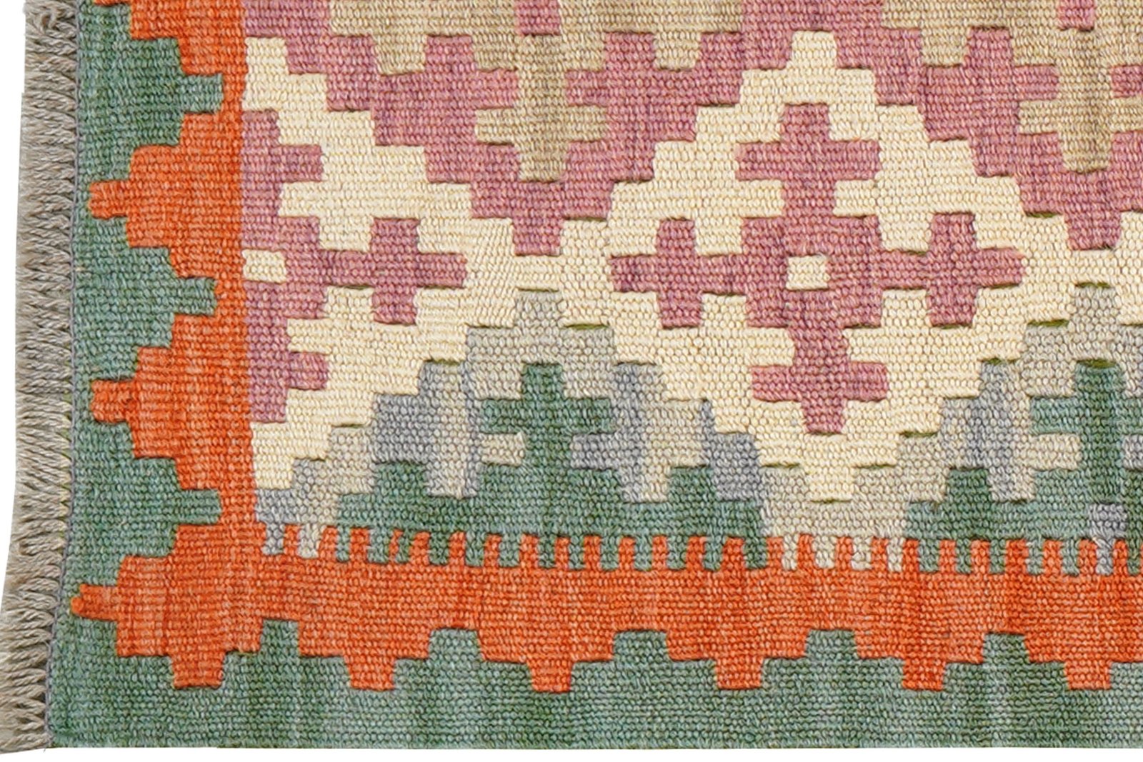 Kelim Gashgai — Handmade, 60x197 cm, Beige, 100% Virgin Wool | View 3