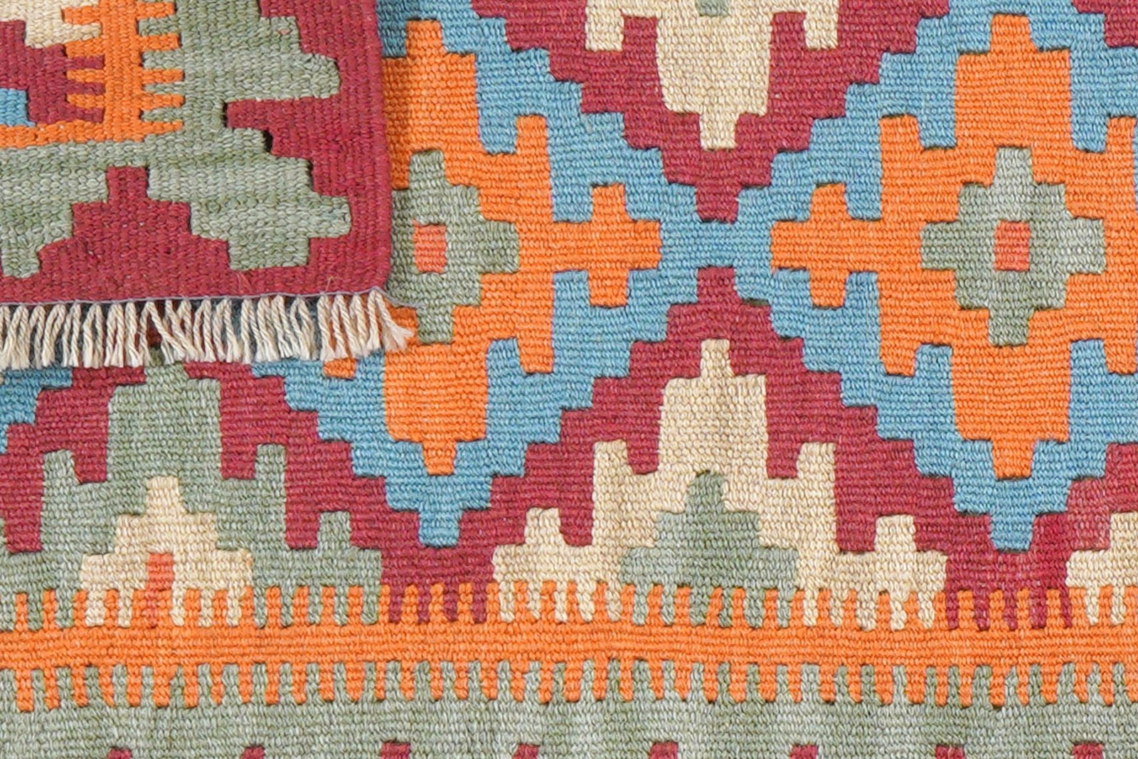 Kelim Gashgai — Handmade, 54x192 cm, Red, 100% Virgin Wool | View 6