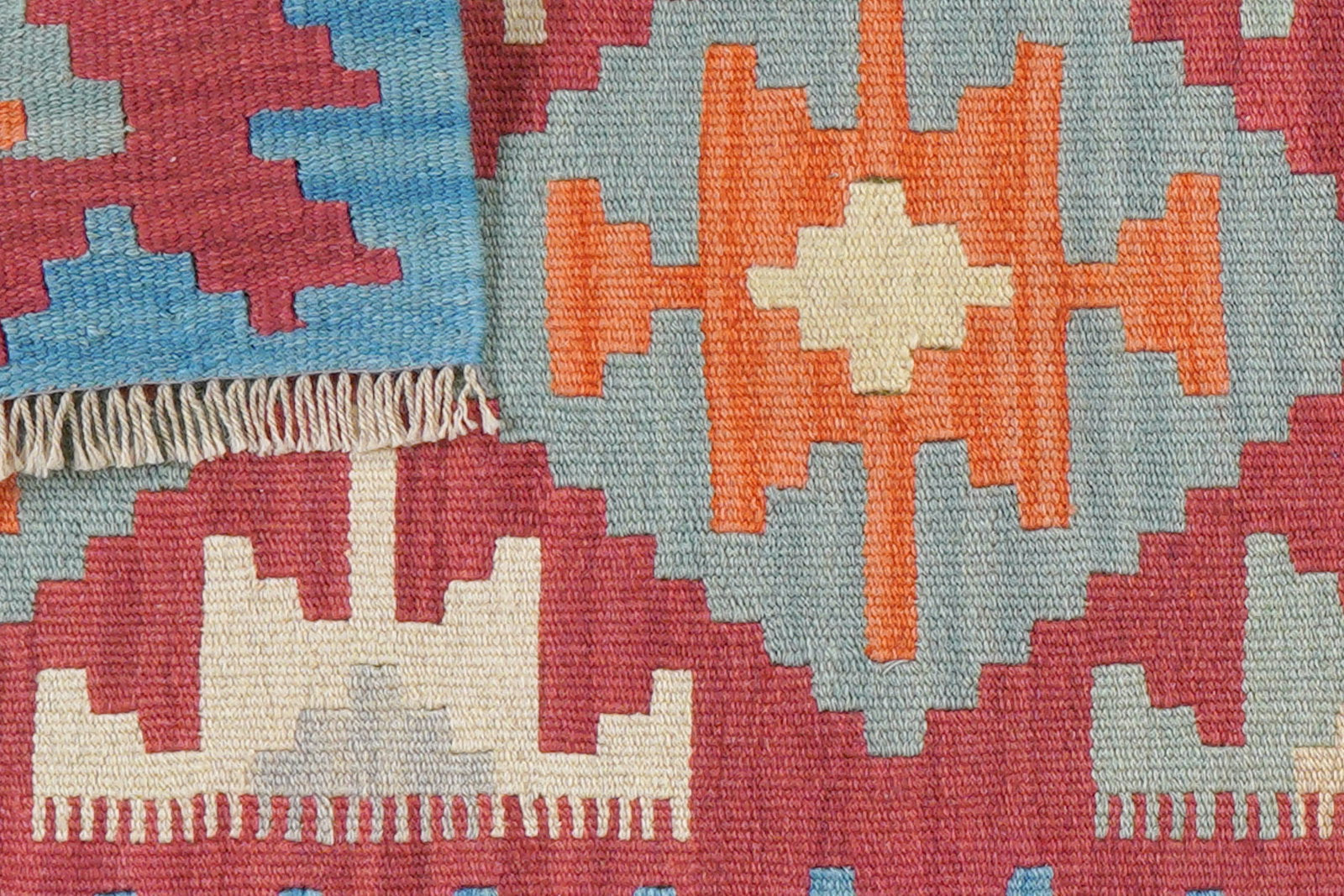 Kelim Gashgai — Handgefertigt, 198x58 cm, Blau, 100% Virgin Wool | View 7