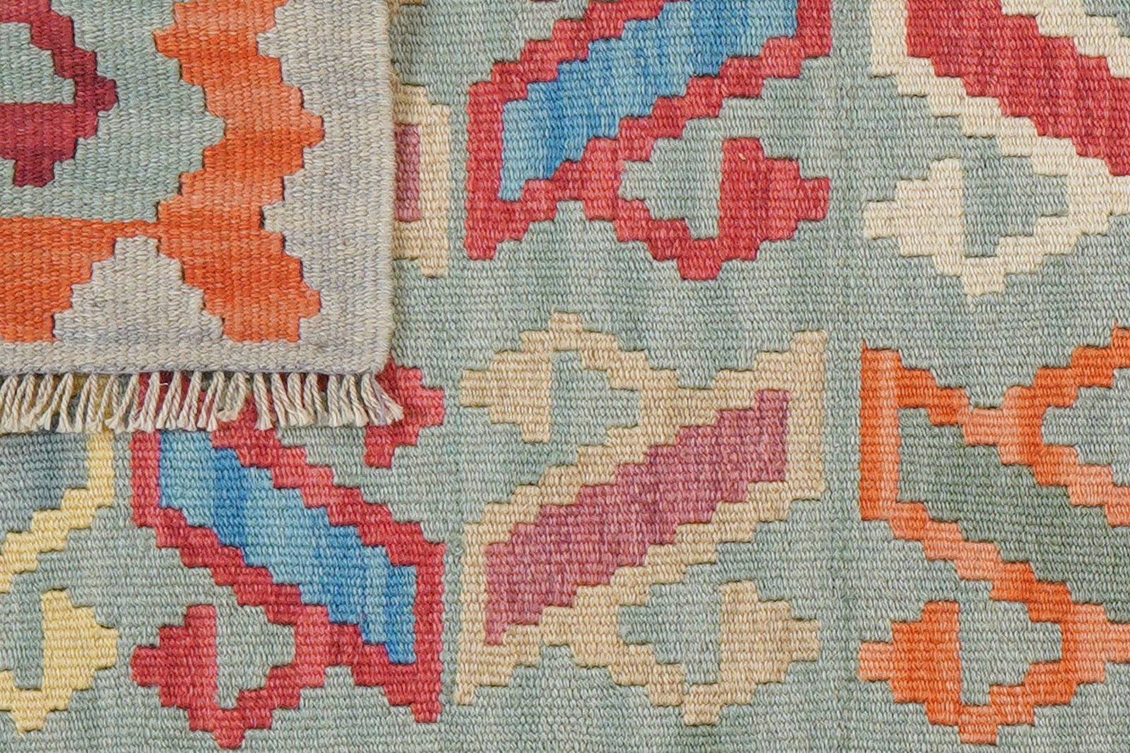 Kelim Gashgai — Handmade, 61x201 cm, Green, 100% Virgin Wool | View 6
