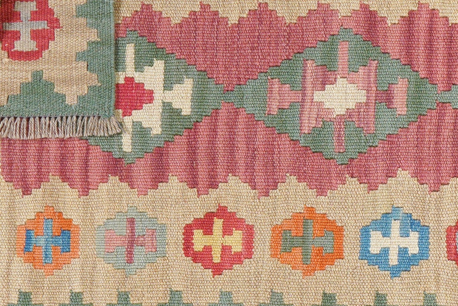 Kelim Gashgai — Handmade, 56x193 cm, Tuerkis, 100% Virgin Wool | View 6