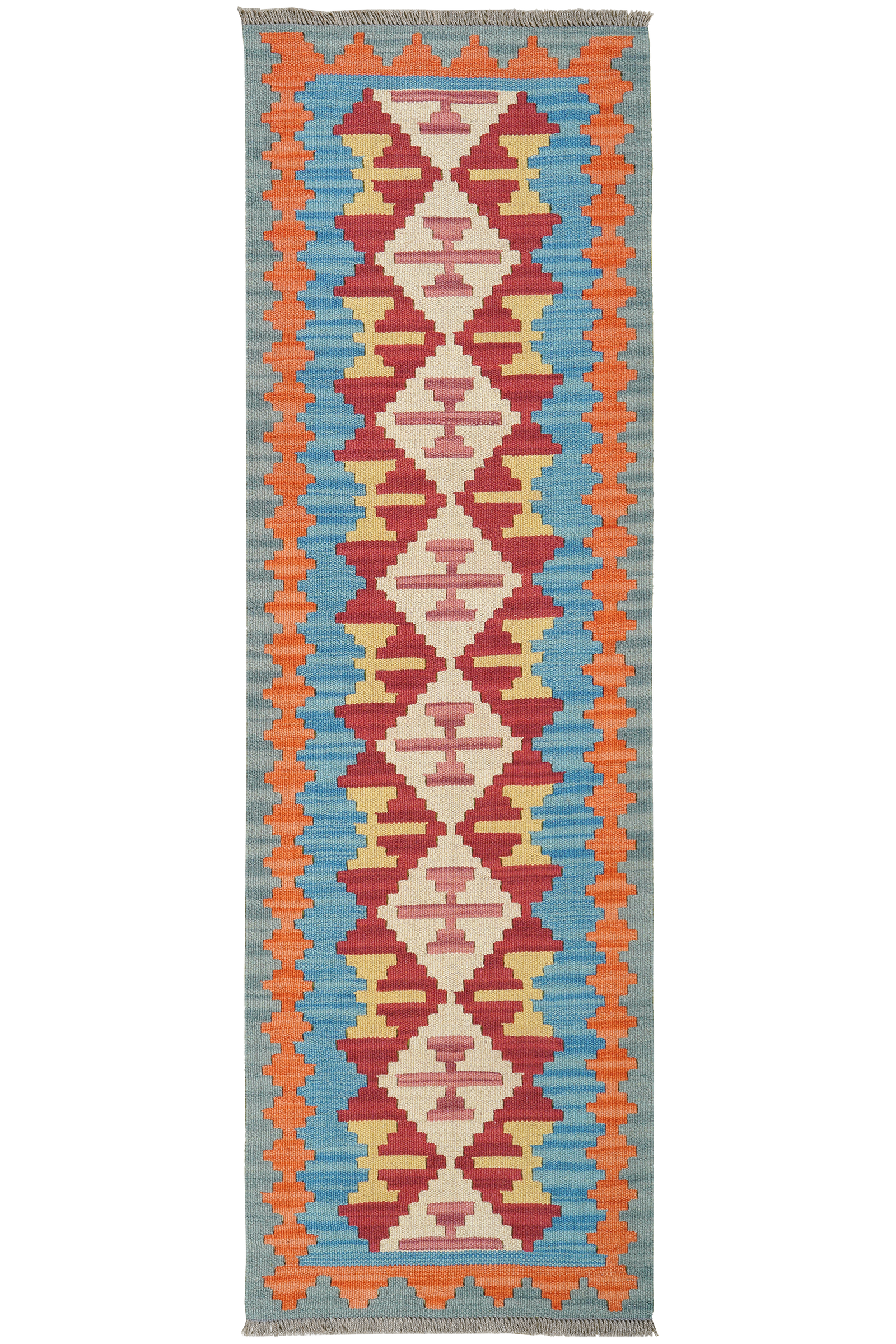 Kelim Gashgai — Handgefertigt, 193x60 cm, Orange, 100% Virgin Wool | Main view