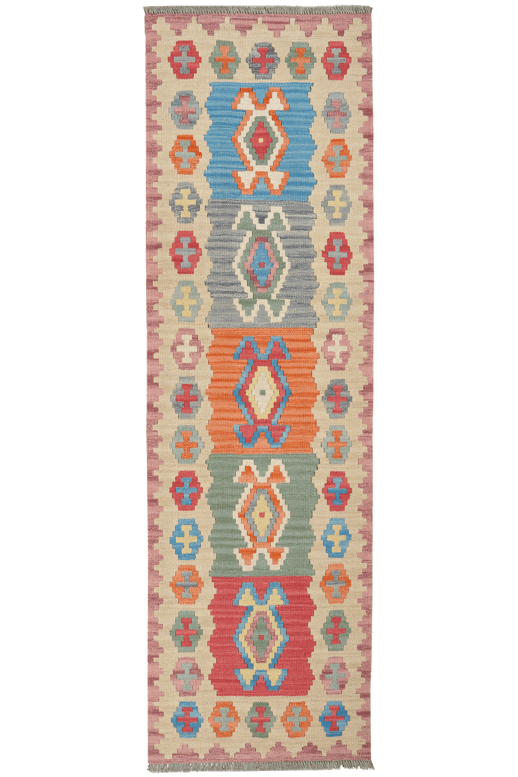 Kelim Gashgai — Handmade, 62x208 cm, Multicolor, 100% Virgin Wool | Main view