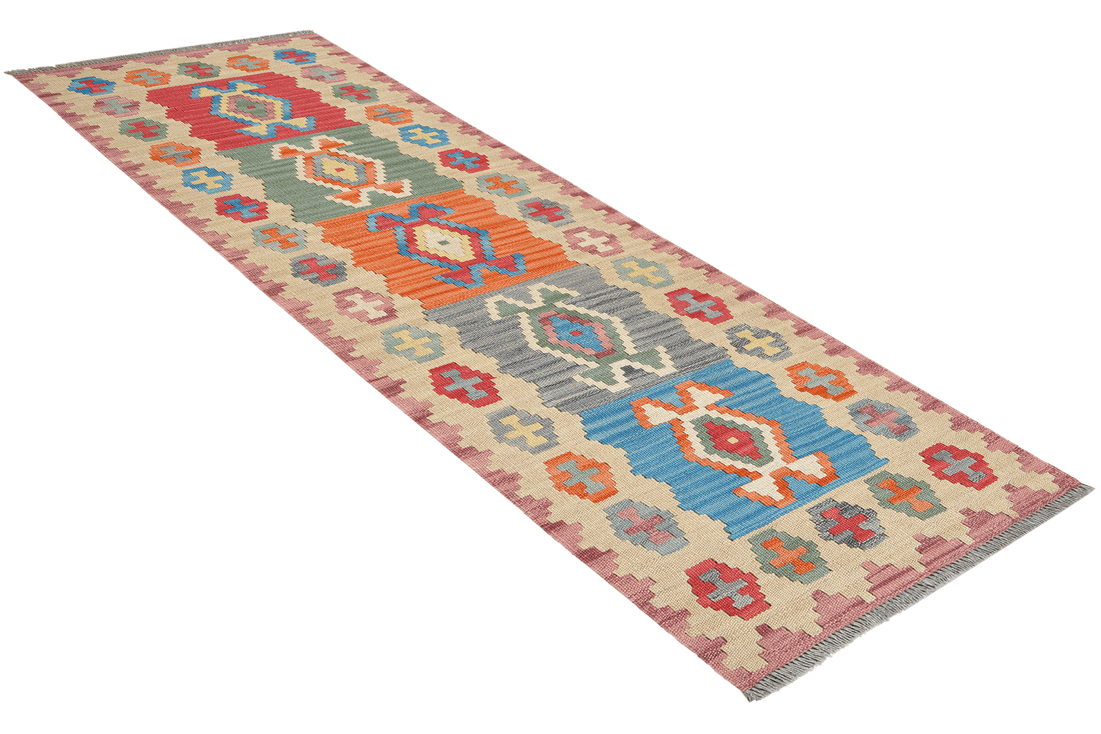 Kelim Gashgai — Handmade, 62x208 cm, Multicolor, 100% Virgin Wool | View 4