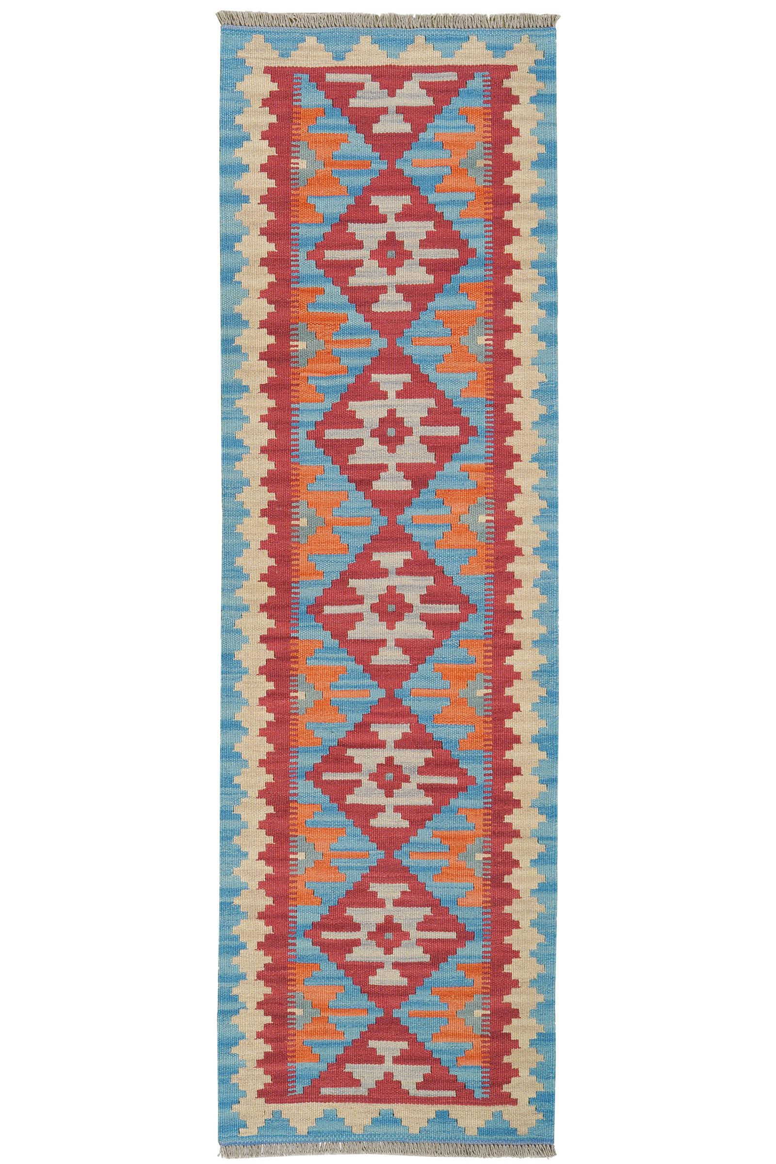 Kelim Gashgai — Handgefertigt, 192x58 cm, Beige, 100% Virgin Wool | Main view