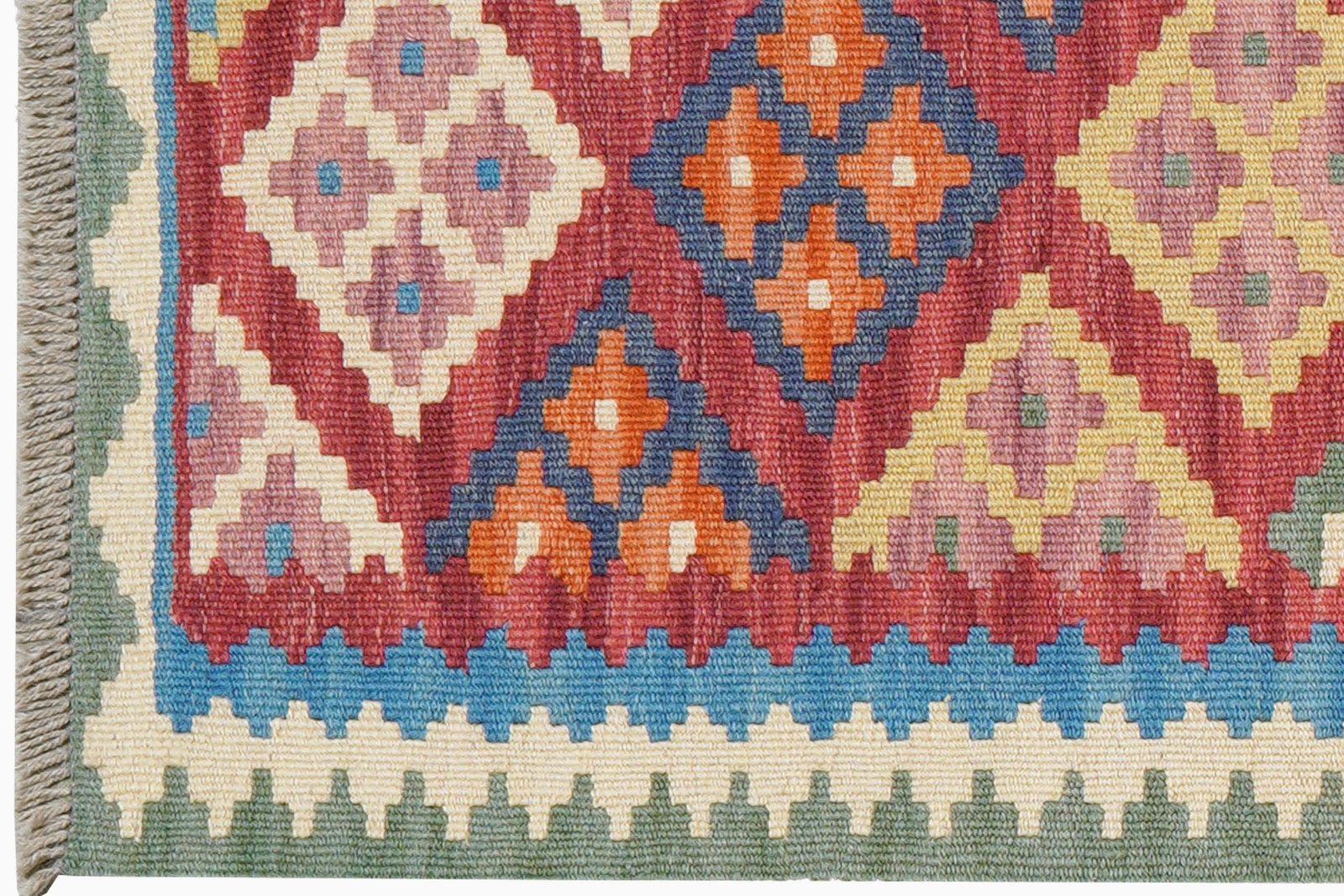 Kelim Gashgai — Handmade, 55x202 cm, Red, 100% Virgin Wool | View 3