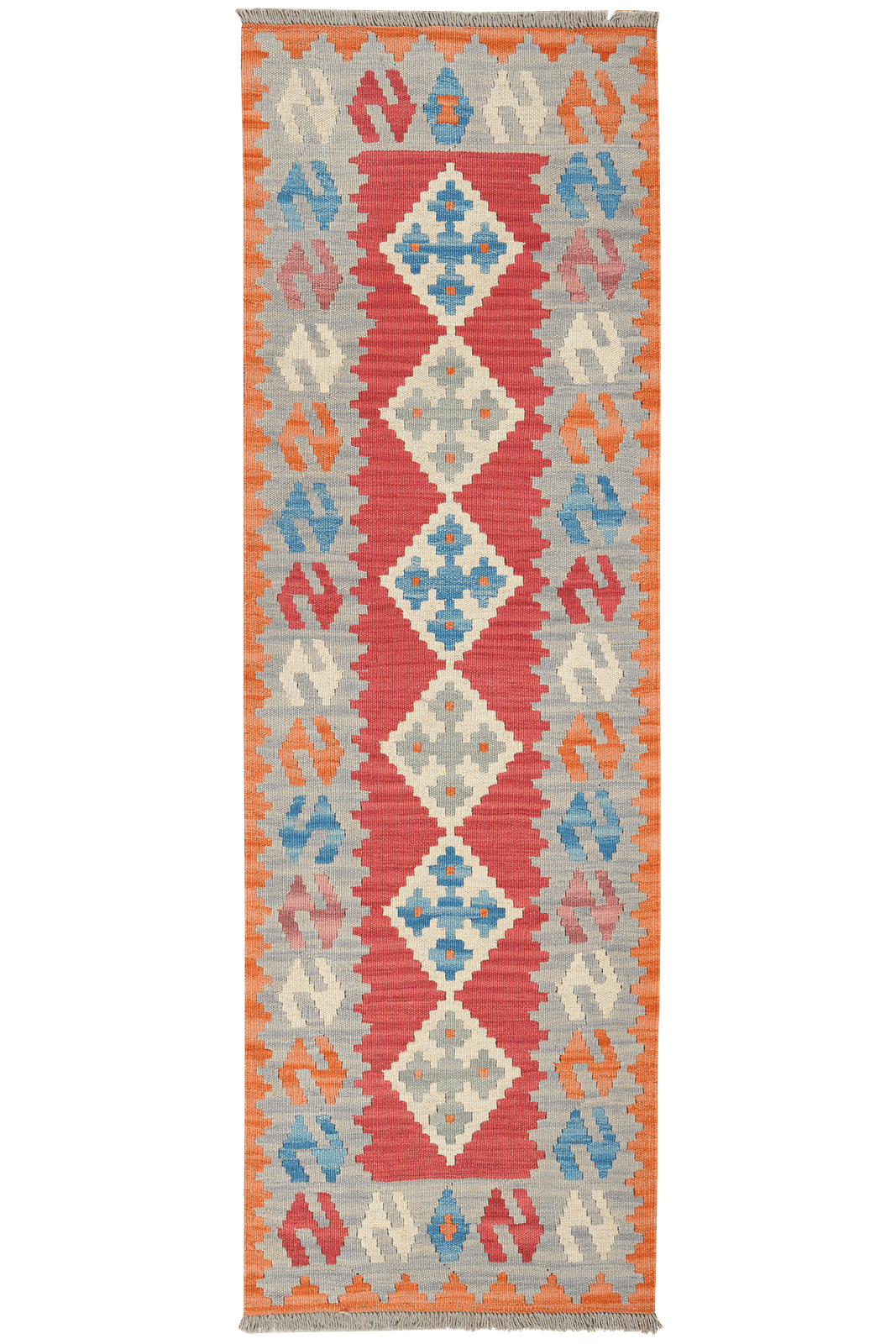 Kelim Gashgai — Handmade, 63x197 cm, Red, 100% Virgin Wool | Main view