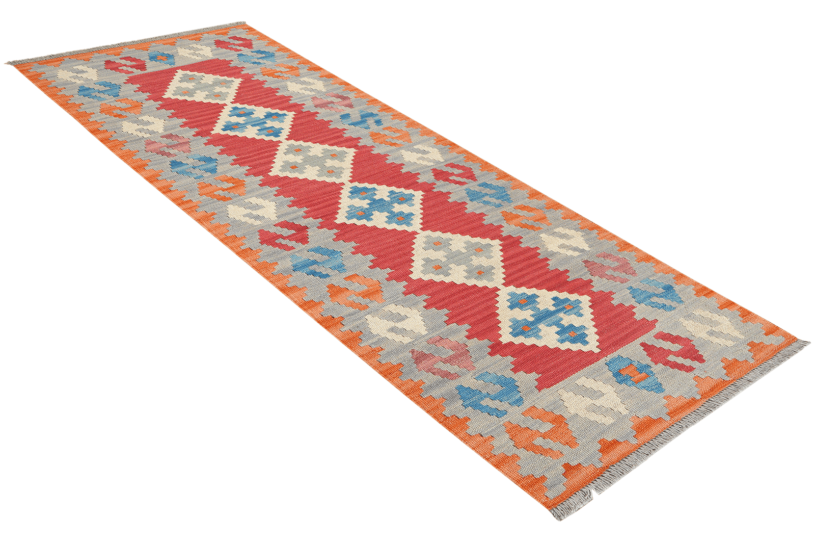 Kelim Gashgai — Handmade, 63x197 cm, Red, 100% Virgin Wool | View 4