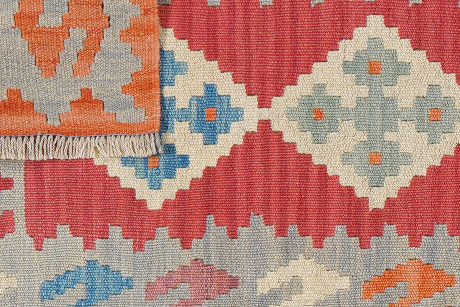 Kelim Gashgai — Handmade, 63x197 cm, Red, 100% Virgin Wool | View 6