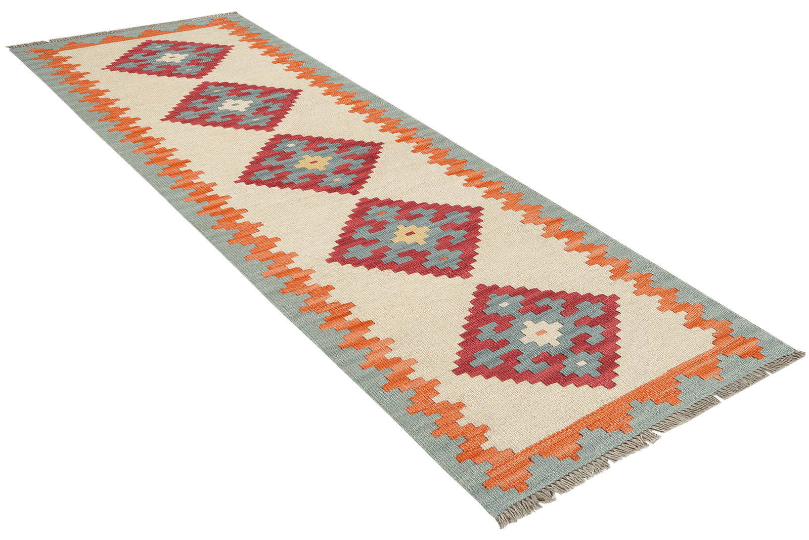 Kelim Gashgai — Handmade, 59x194 cm, Beige, 100% Virgin Wool | View 4