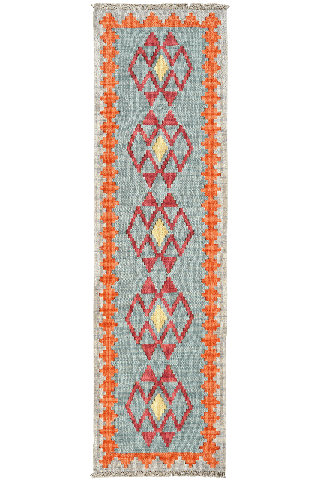 Kelim Gashgai — Handmade, 57x197 cm, Blue, 100% Virgin Wool | Main view