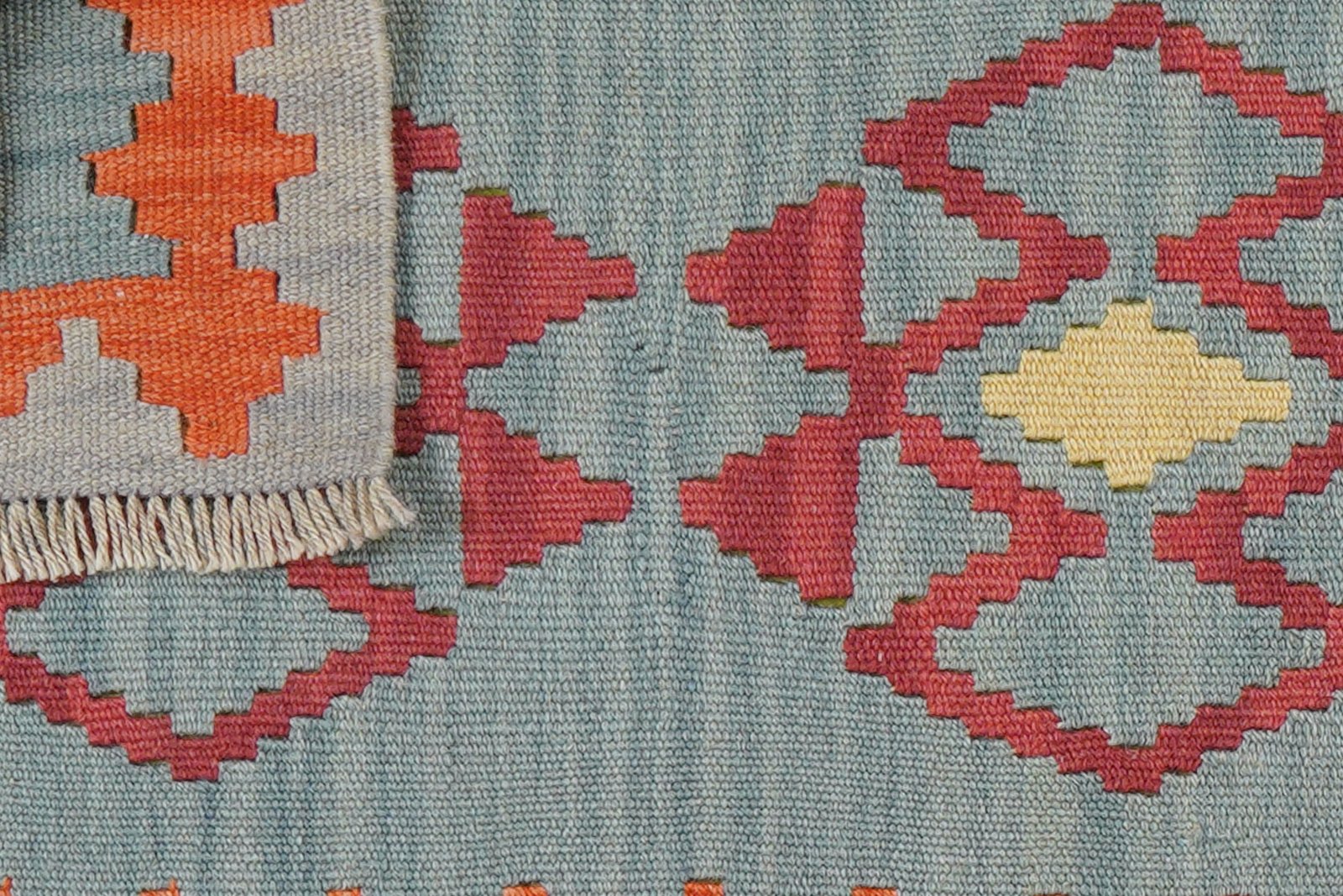 Kelim Gashgai — Handmade, 57x197 cm, Blue, 100% Virgin Wool | View 6