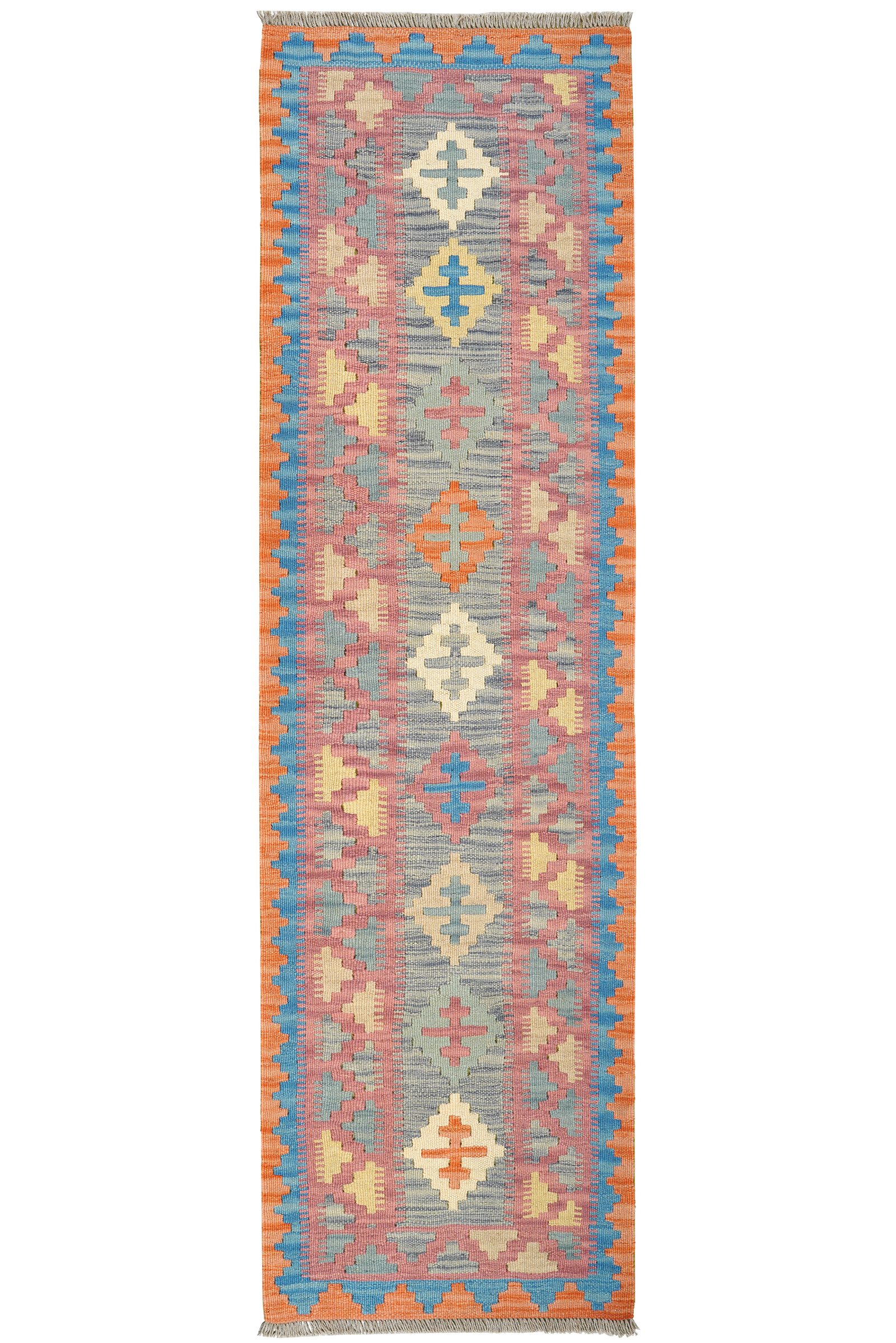 Kelim Gashgai — Handgefertigt, 220x63 cm, Rosa, 100% Virgin Wool | Main view