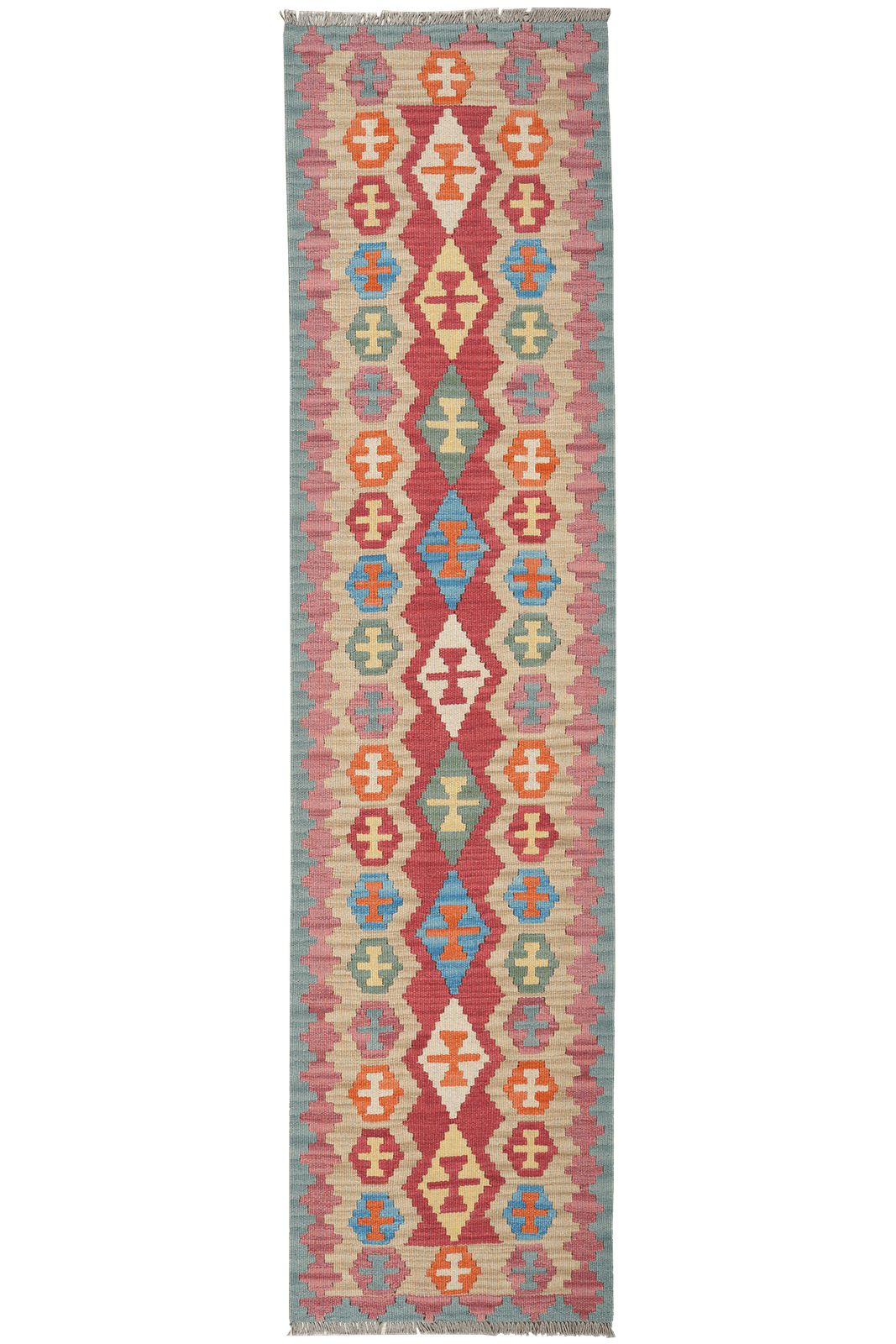 Kelim Gashgai — Handmade, 61x247 cm, Red, 100% Virgin Wool | Main view
